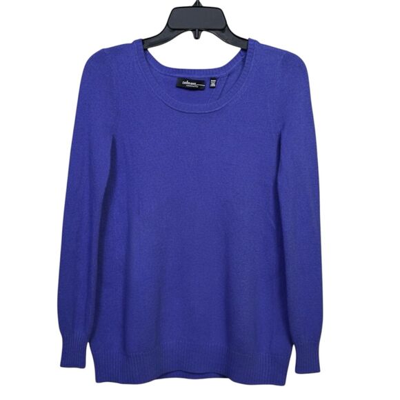 Saks Fifth Womens Cashmere Sweater XS Blue Preppy Capsule Quiet Luxury Open Back - Picture 1 of 4